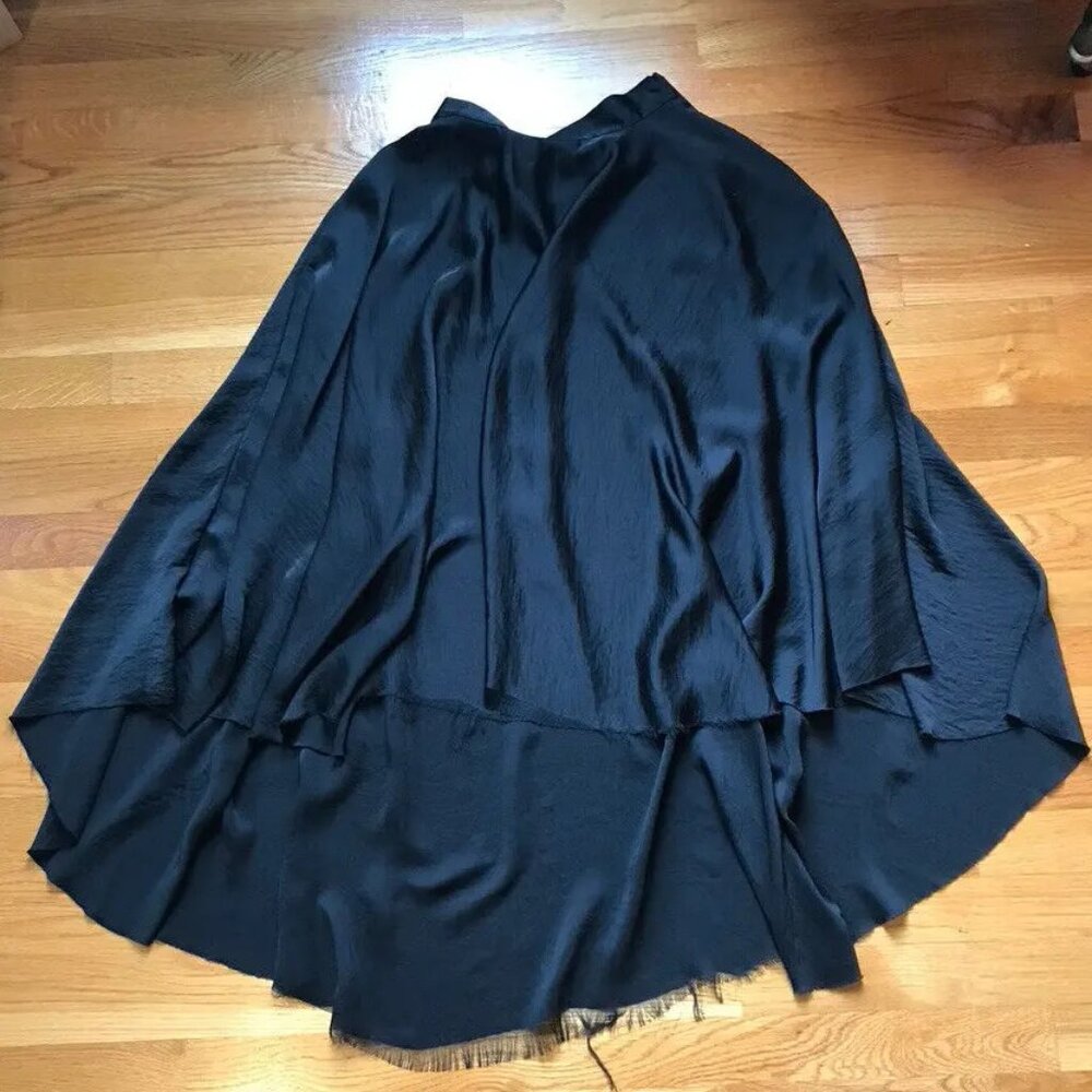 Lip Service Widow Black Asymmetrical Hem Raw Edge Goth Chiffon Summer Skirt S